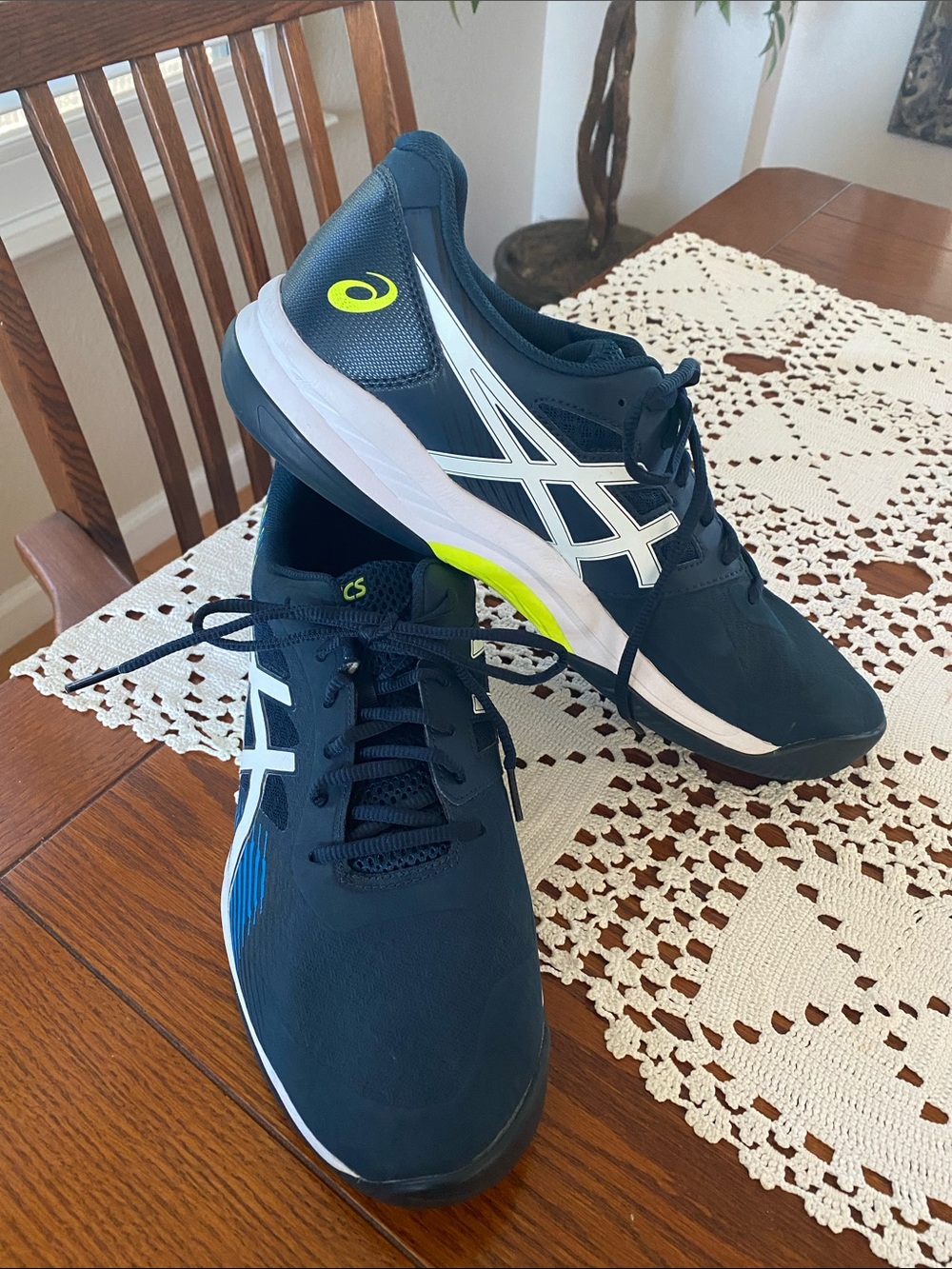 ASICS Gel Game Navy Sneakers with White & Lime Accents Tennis Shoes